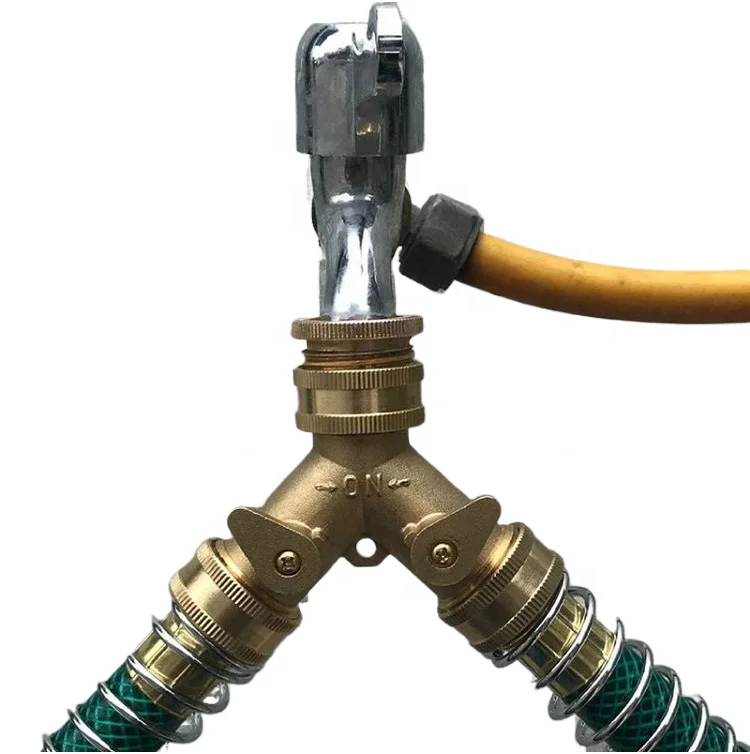 Water Hose Connector Coupler 3 way elbow pipe fittings Y-Shape Brass  2-Way Hose Fitting AIR/OIL/WATER/GAS hose connector