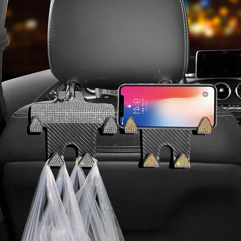 Crystal Car Seat Back Hook Bling Diamond Hanger Auto Back Universal Headrest Mount Storage Holder Car Interior Accessories