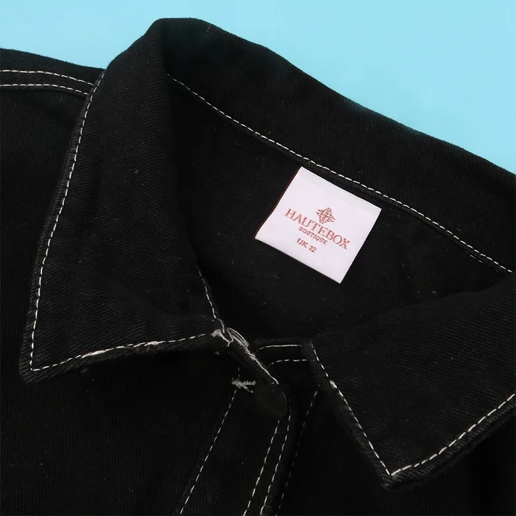 Personalized Custom Shiny Rose Gold Logo Center Folded High Quality Durable Polyester Garments Woven Size Hem Tags