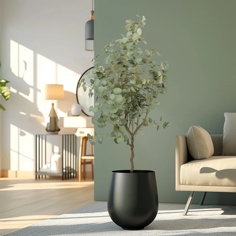 New Design Eucalyptus Tree Artificial Greenery Plants Ornaments Silver Dollar Leaves for living room decoration