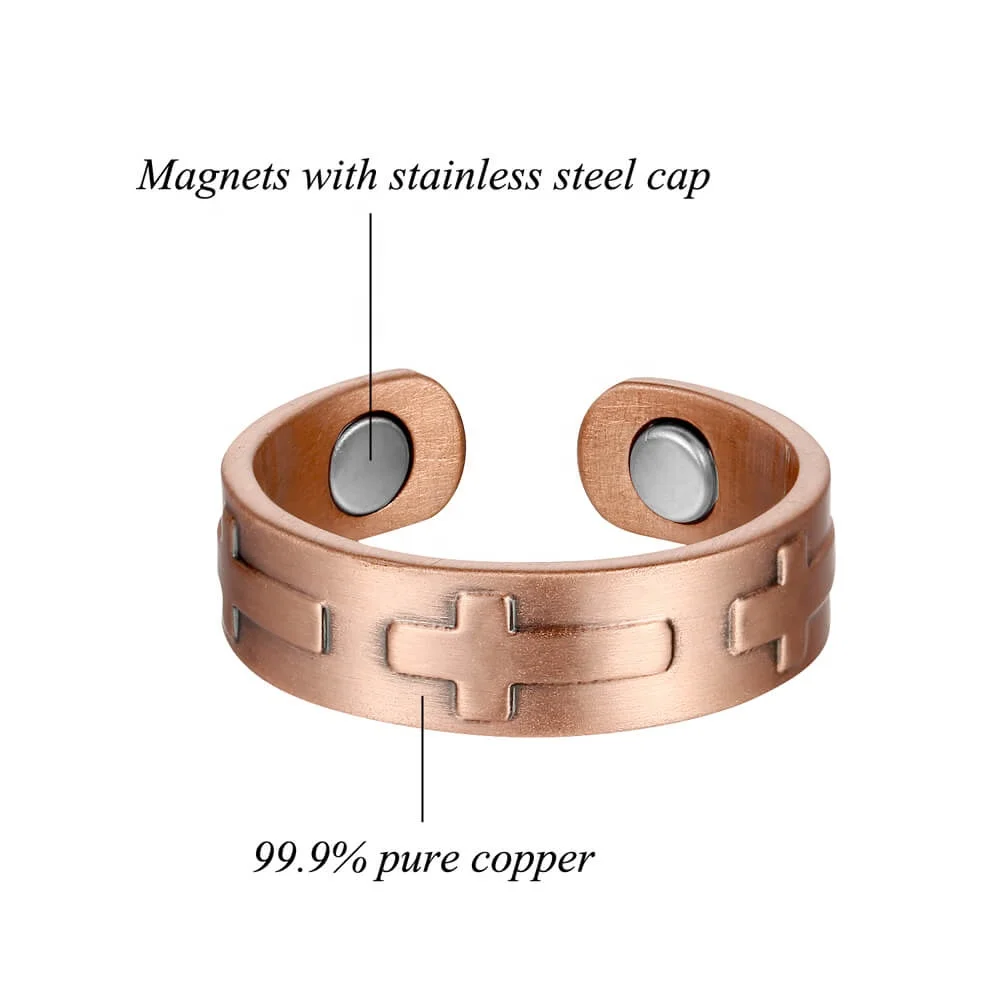 BioMagnetic Jewelry Cross Adjust Solid Copper Ring  Magnetic Rings Finger Rings