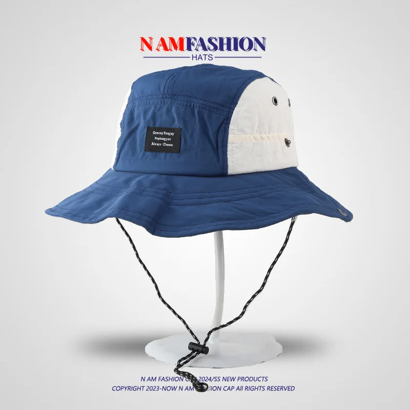 Лоскутная Панама контрастного цвета с ремешком на подбородке быстросохнущая Солнцезащитная шляпа Boonie для альпинизма УФ-защита