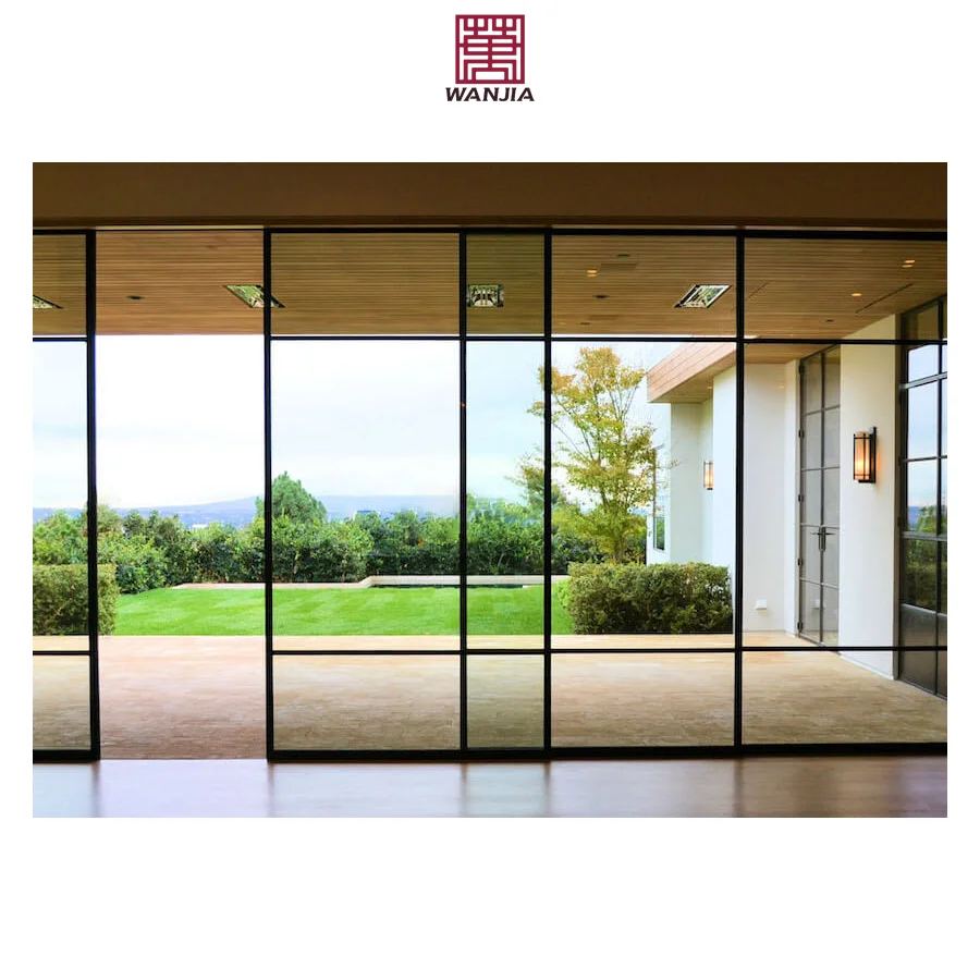 Minimalist Interior Partition Soundproof Slim Narrow Frame Double Glass Aluminum Sliding Doors