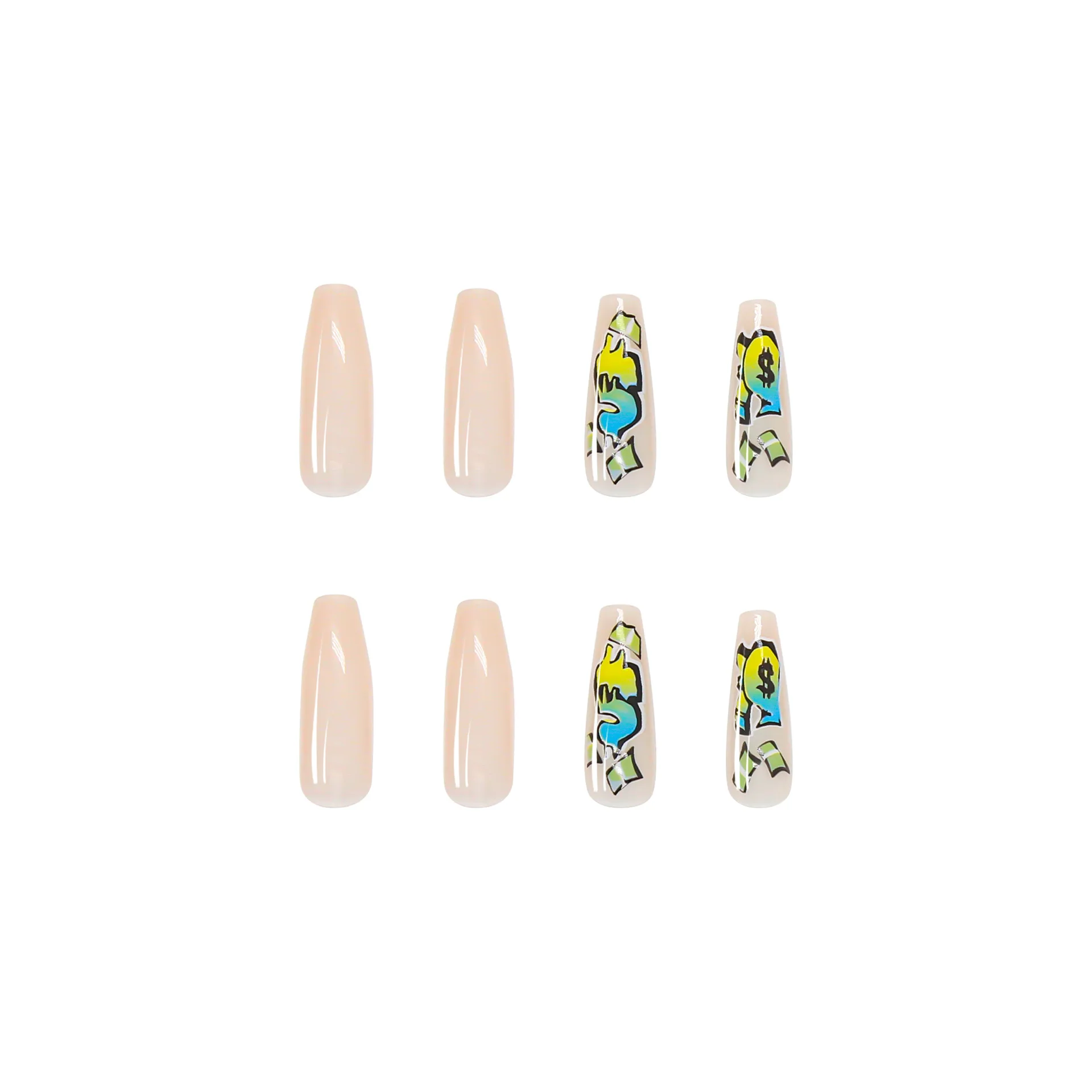 Punk Graffiti Long Nails Detachable Manicure Fake Nail Stickers Halloween Finger ABS Hand Nails Artificial Full Cover