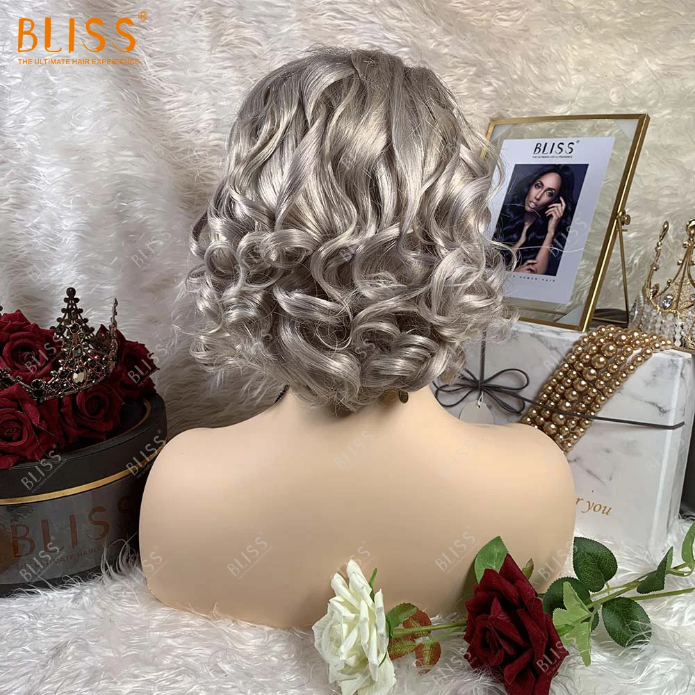 Bliss 13x4 Transparent Lace Frontal Bob Wigs Silver Grey Body Wave 100% Handmade Virgin Brazilian Bobo Star Lace Front Human Wig
