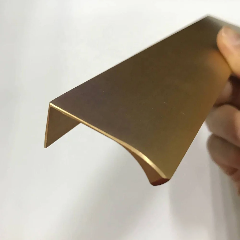 Modern Wardrobe Cabine Drawer Pulls Gold Hidden Aluminum Edge Handle