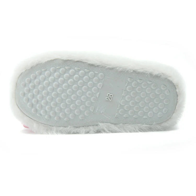 Stylish Winter Unicorn Shoes Slippers White Fur Applique Embroidery Household Novelty Slippers for Kids Girls