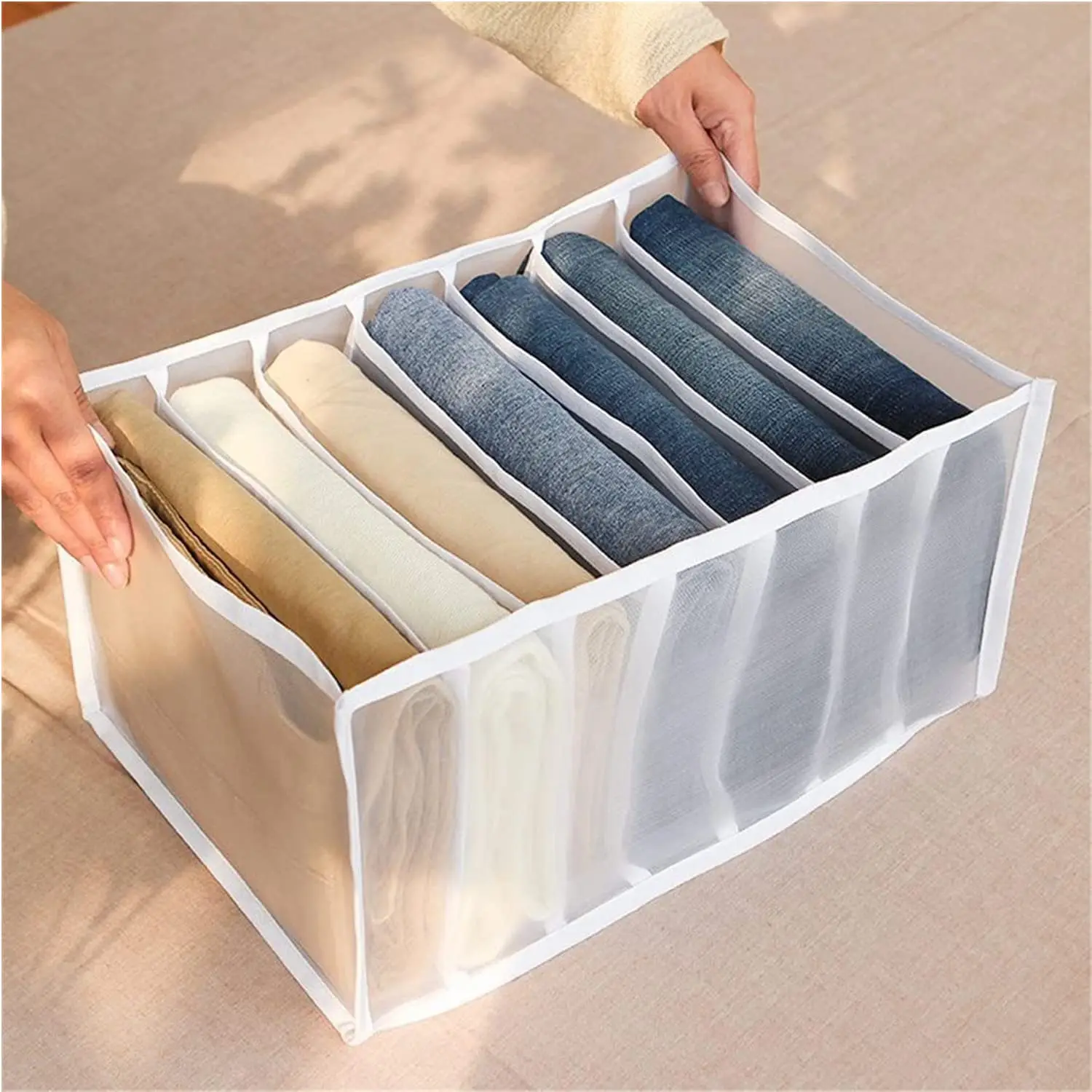 Foldable Closet Drawer Organizer Clothes Drawer Mesh Separation Box Portable Bedroom Closet Organizers