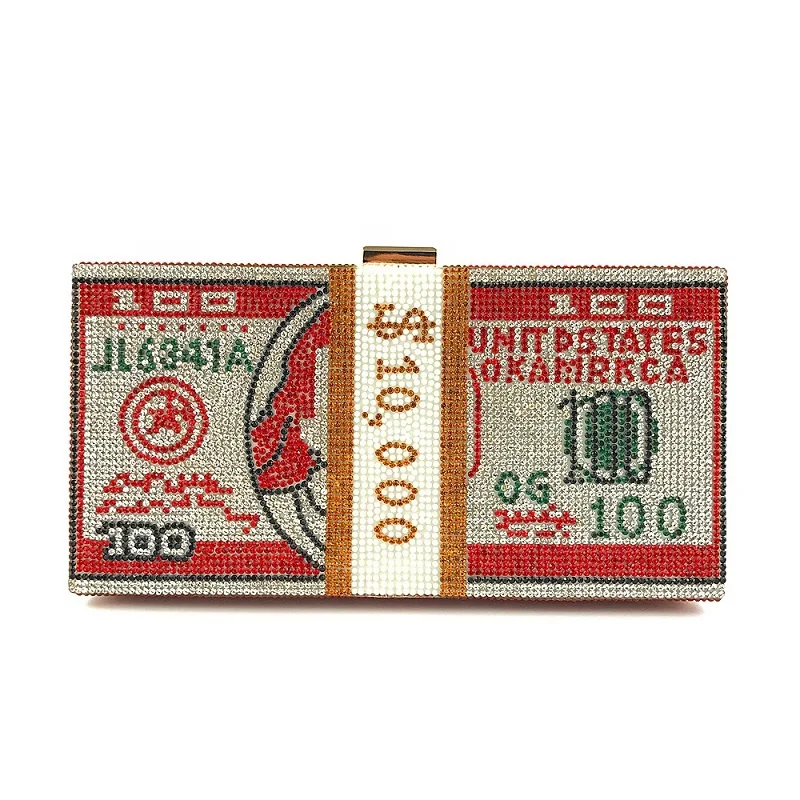 
Cowinner Money Clutch Purses for Women Stack of Cash Dollars Crystal Clutch Purses 