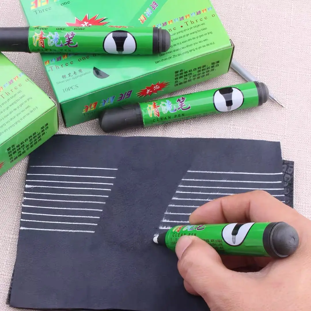 Топ Мода Чистый ручка для перемещения серебряные чернила на кожа наилучшего способа для очистки кожи