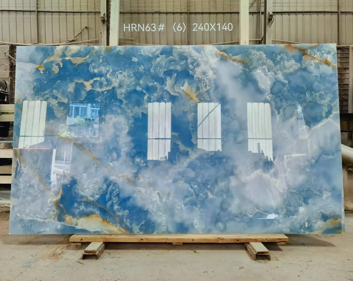 Natural Blue Onyx Natural Backlit Onyx Stone Wall Panel Golden Sky Blue Onyx Marble Slab