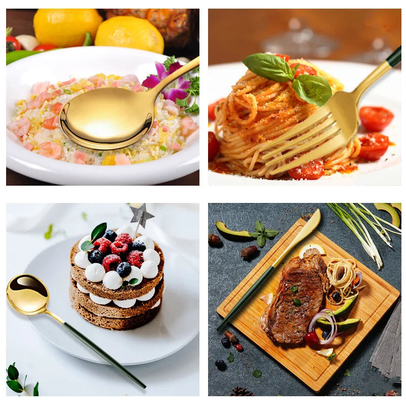 24pcs Gold Flatware 6 People Eating Utensils Forks Spoons Knives 410 Stainless Steel Cutlery Gift Box Set