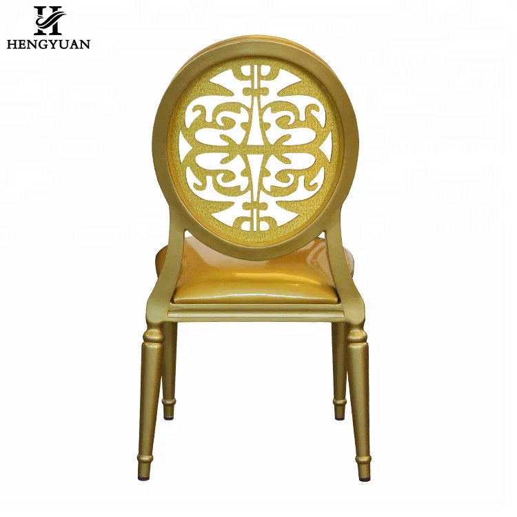 Wholesale luxury wedding and event banquet chairs gold dining chair hollow chair with round back