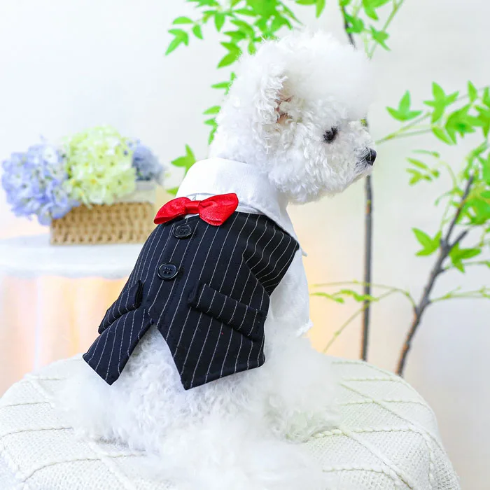 Handsome Pet Dog Tuxedo Bow New Suit Clothes