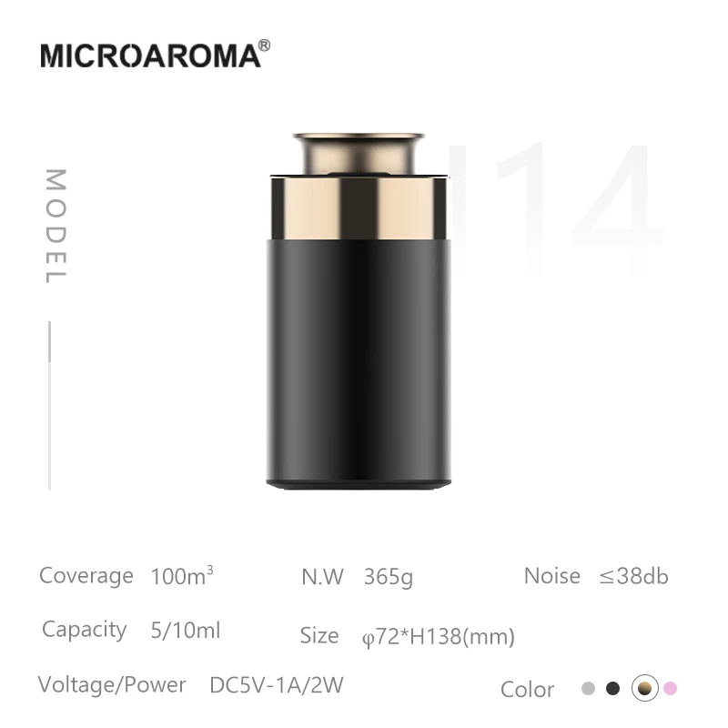 MICROAROMA Customized Portable Wireless Car Air Freshener USB Rechargeable Waterless Mini Aroma Diffuser