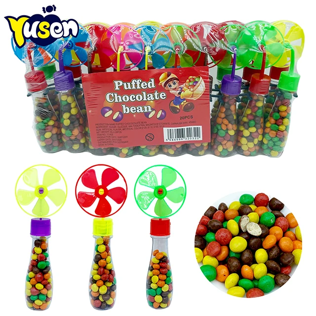 OEM Wholesale Funny Cartoon Windmill Chocolate Beans Toy Hard Plastic Candy for Kids