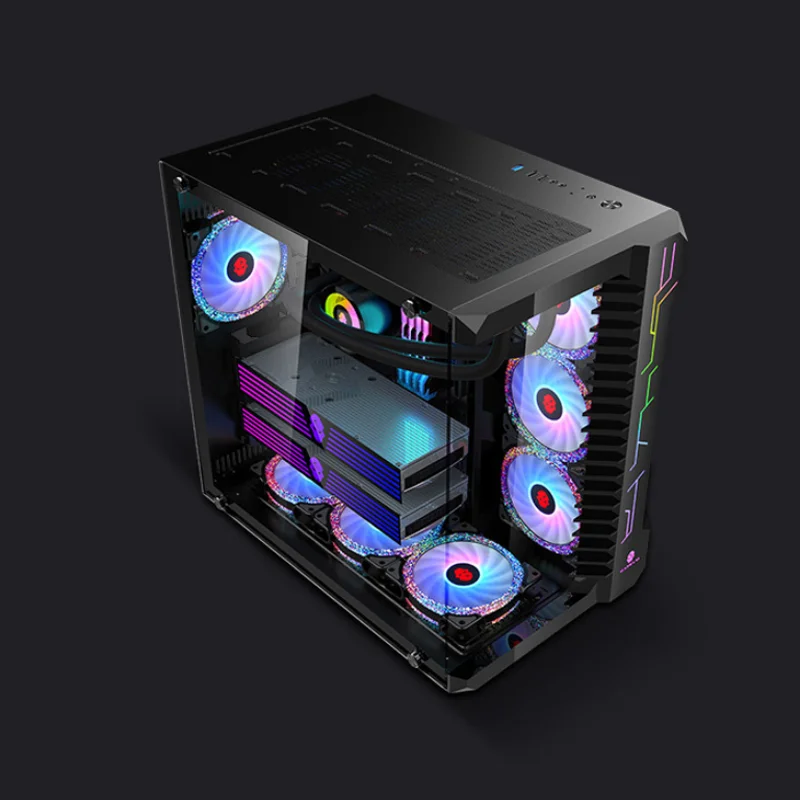 High quality full tower tempered computer case desktop pink-cases color with fair price