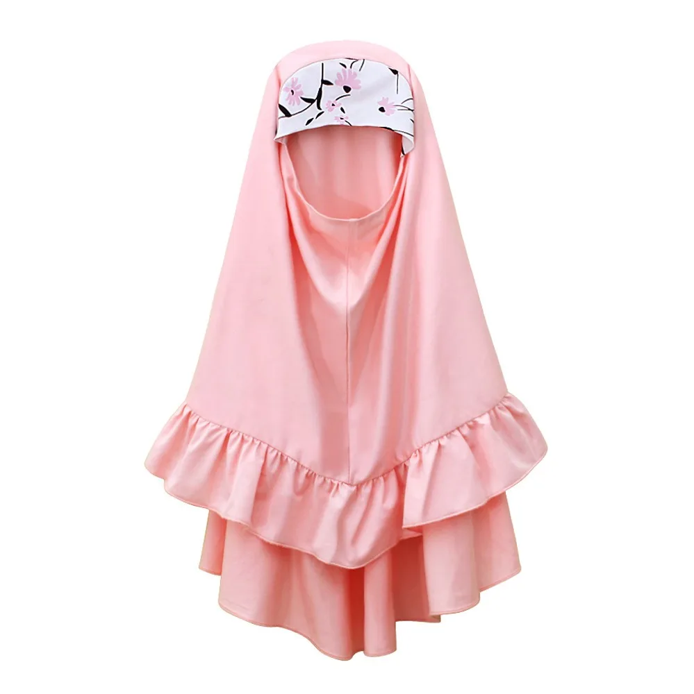 Muslim Children Kids Girls Hijab Dress Set Prayer Dresses Suit Islamic Arab Baby Robe Sets C0097