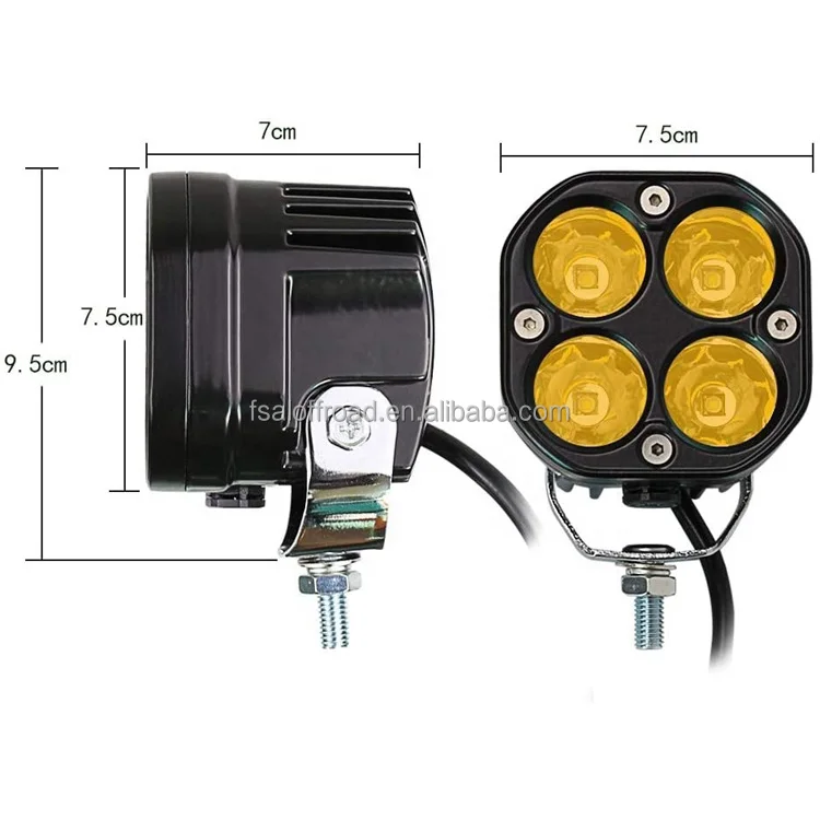 Amber LED Yellow Driving Fog Lights 3Inch 40W Waterproof Driving OffRoad Work Lamps