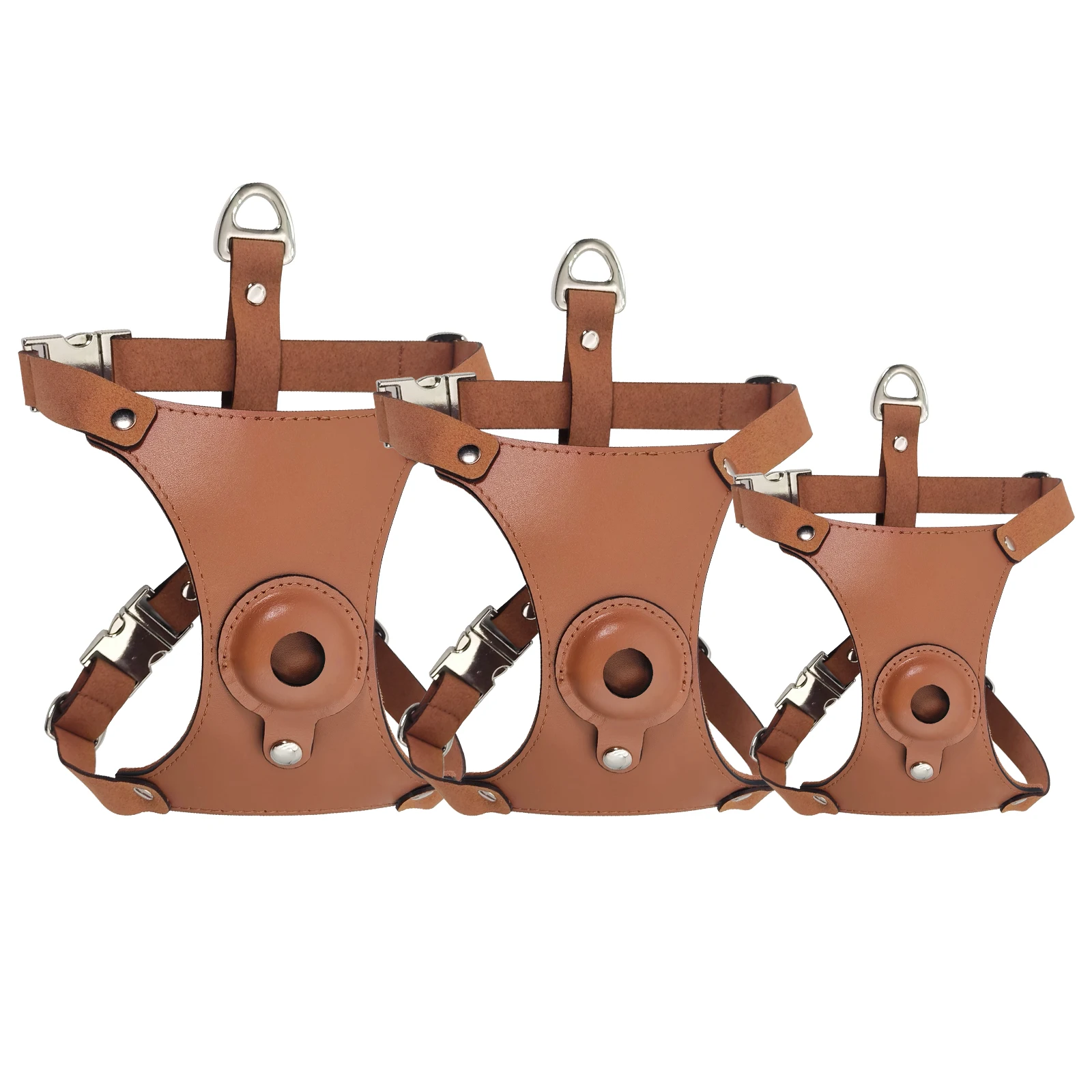 2024 New Design AirTag Genuine Leather Dog Harness