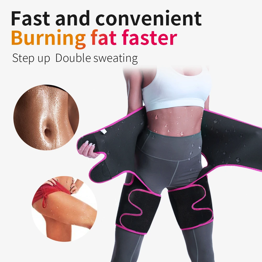 Women ladies 3 In 1 Waist And Thigh Trimmer Slimming Belt High workout fitness Trainer waist Sweat Belt for bodybuilding