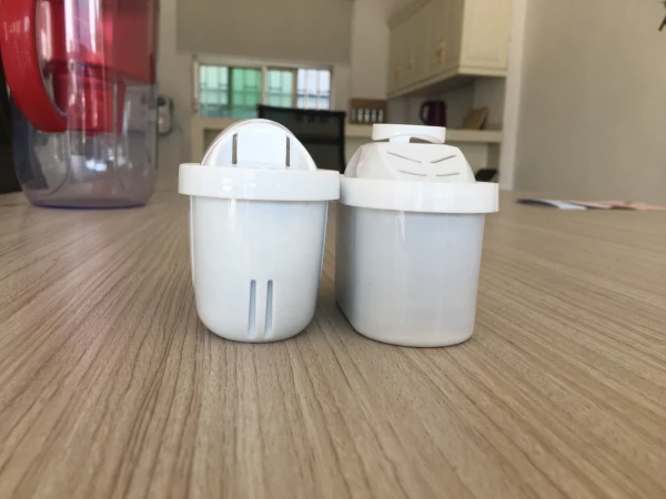 Jug plus filter with new mesh, which is 25% finer than the normal cartridges, micro carbon pearls reduce even more chlorine