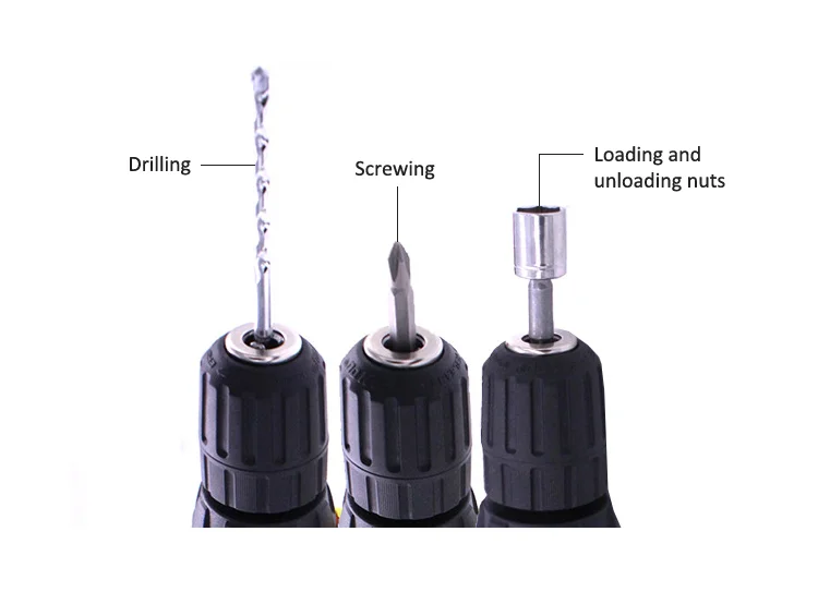 Good quality and powerful impact lithium electric drill 20v cordless brushless electric drill dual battery pack