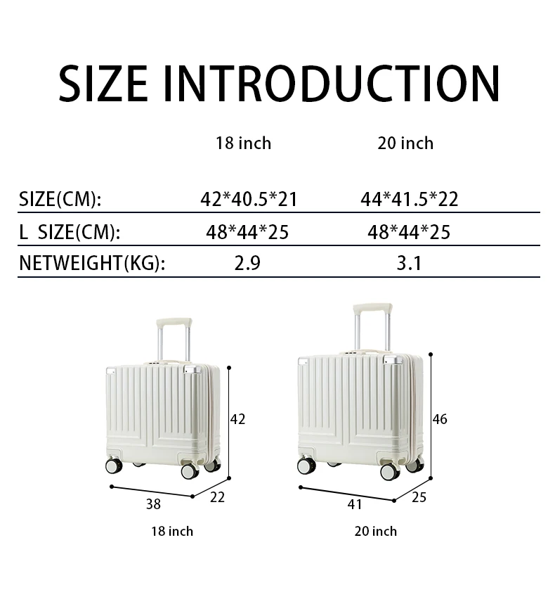 High quality business aluminum frame suitcase PC cart luggage cabin size luggage boarding box