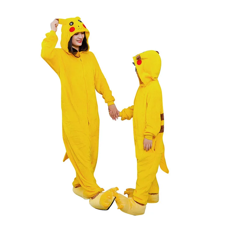 Girls Clothing Spring and autumn family picachu one-piece home clothes pajamas parent-child cartoon winter suit adultGirls