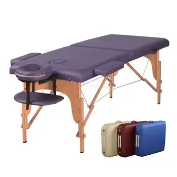 Portable Lightweight Durable Material Foldable Camillas De Masajes Spa Thai Facial Massage Bed Solid Wooden Massage Table Bed