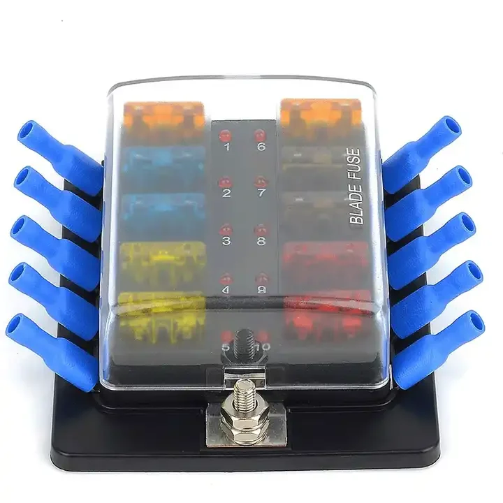 10-Circuit DC12V LED Indicator ATC / ATO Blade Fuses Fuse Block with LED for Car Automotive Auto Marine