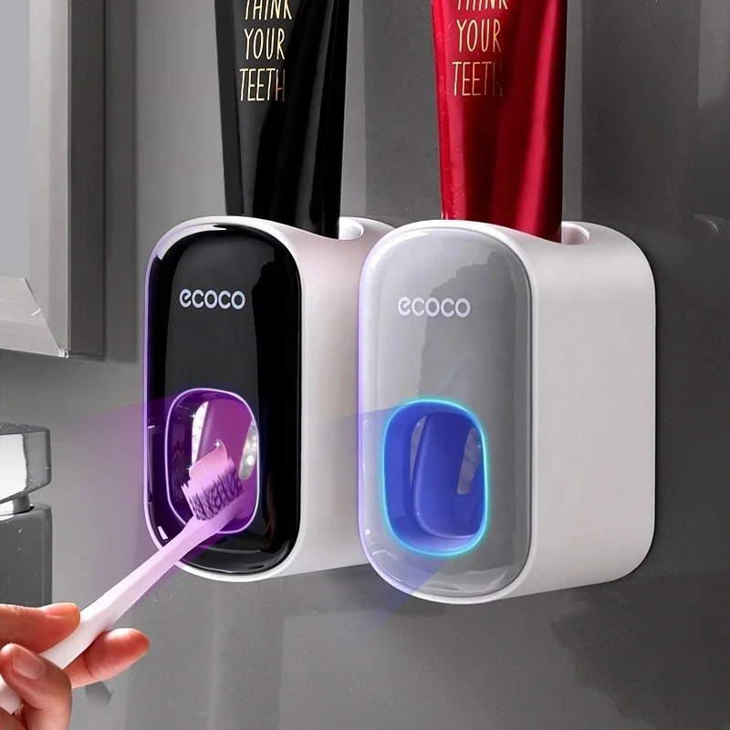 Automatic Toothpaste Dispenser Wall Mount Toothbrush Holder Household Bathroom Dust-proof Toothpaste Squeezers Tooth Set