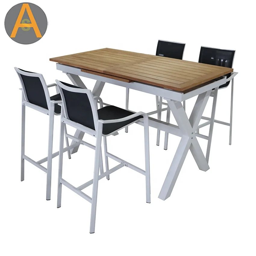 Counter Height Extension outdoor counter stool weather resistant aluminum patio bar pub table set