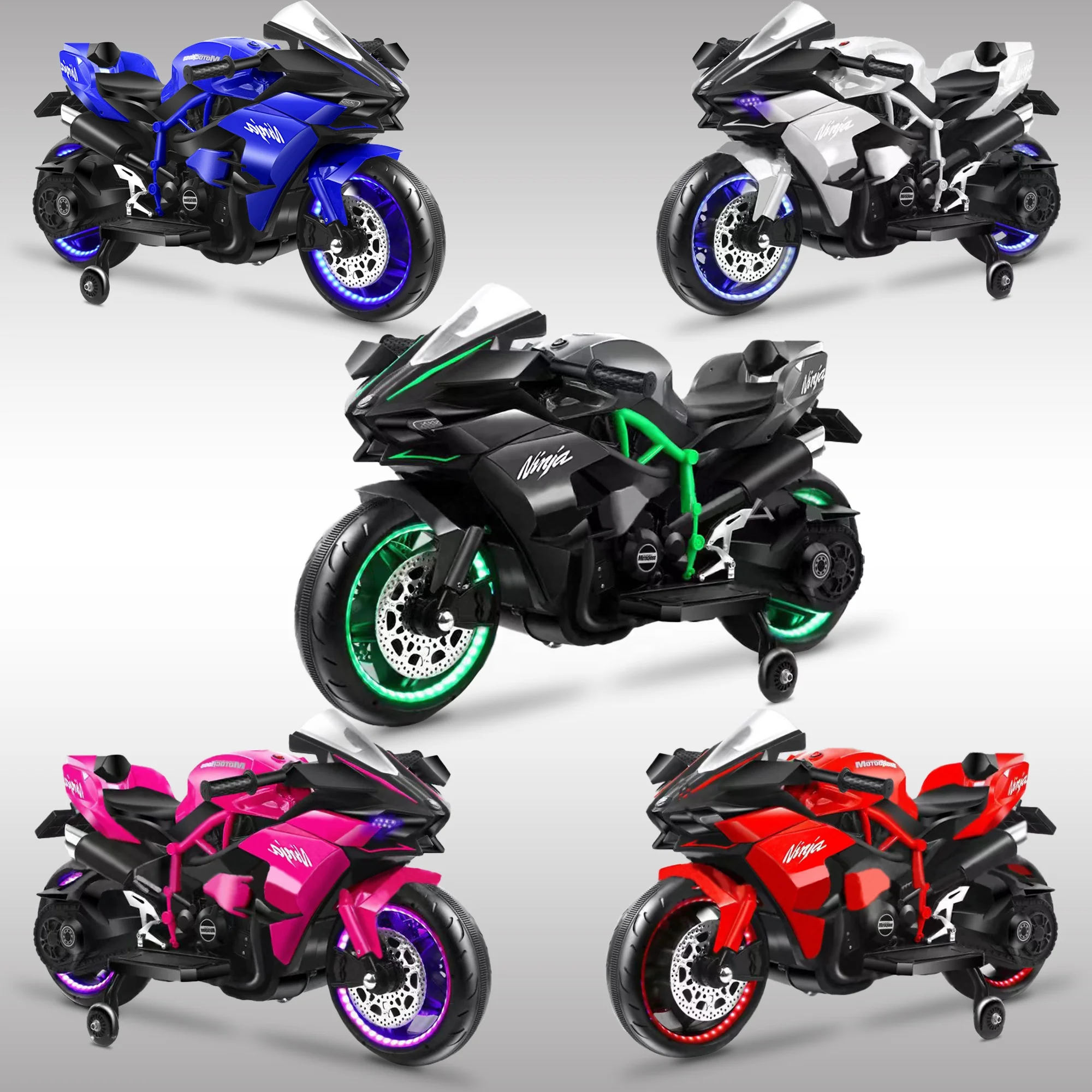 Ride-on cars for kids toys motorbike learning toys Kawasakis H2R 12V/4.5A battery sport motorcycle 380W motor Simulated throttle