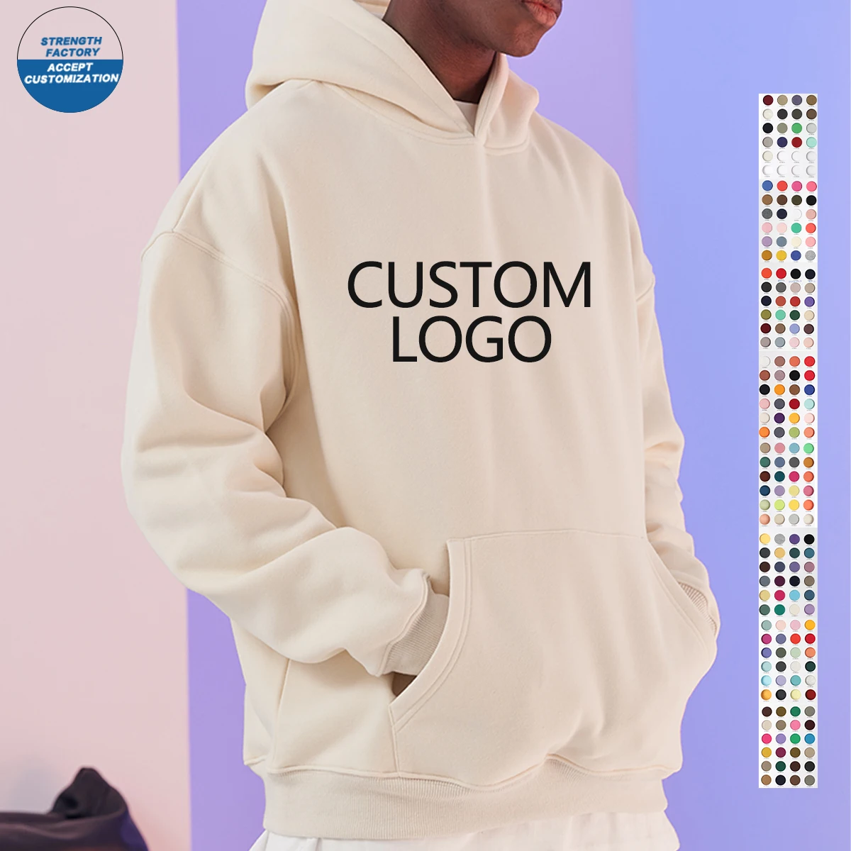 winter warm essential clothes streetwear heavy cotton puff printing unisex oversized hoodies for blank custom logo men clothes