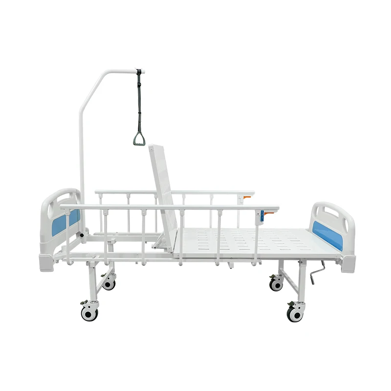 Made In Foshan Simple Manual Crank Medical Equipments Hospital Bed With Wheels