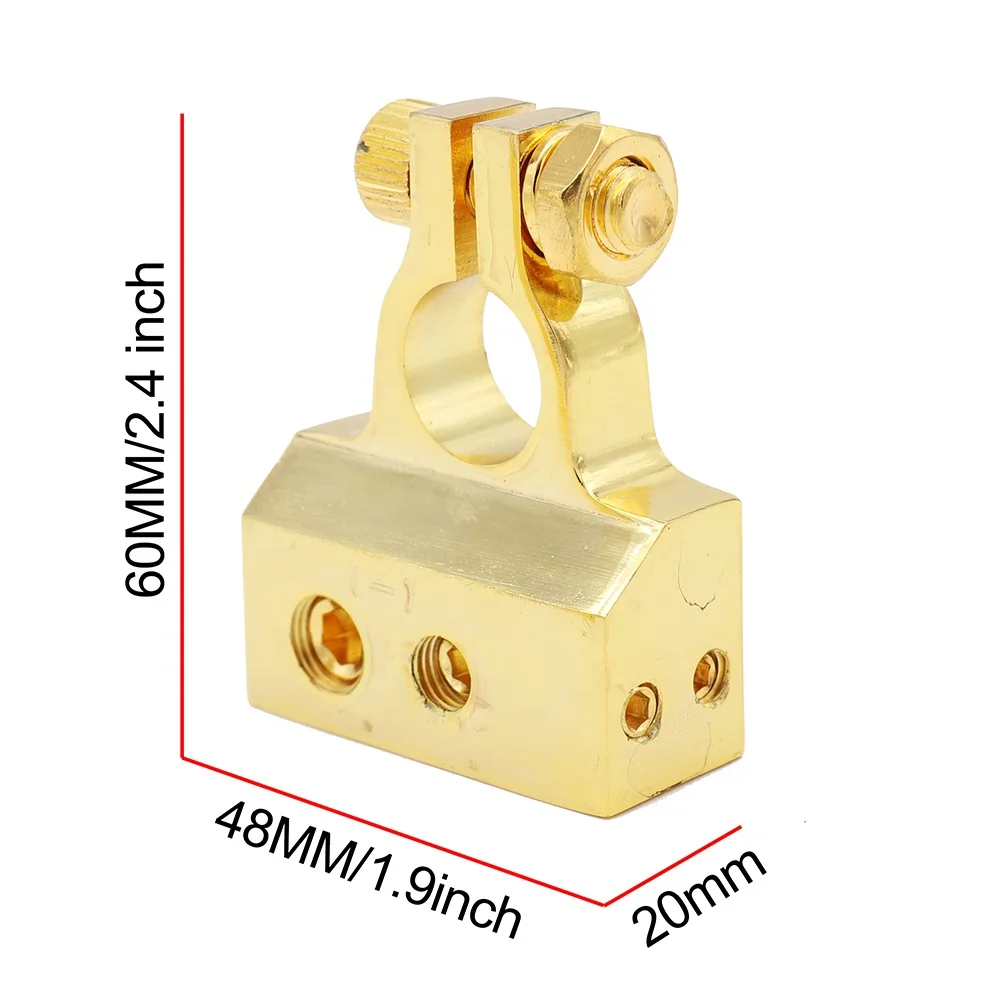 Copper Car Battery Terminals with 2 Clear Covers ,Car Battery Terminal Connectors Kit Positive and Negative(1 pair)