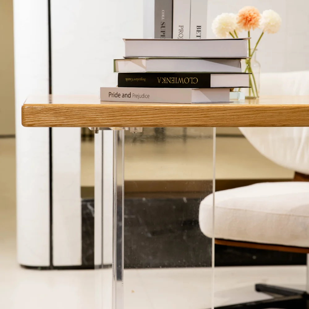 MIGLIO 5792 Rectangular Office Desk with Transparent Acrylic Legs for Modern Creative Hanging Office Computer Desk