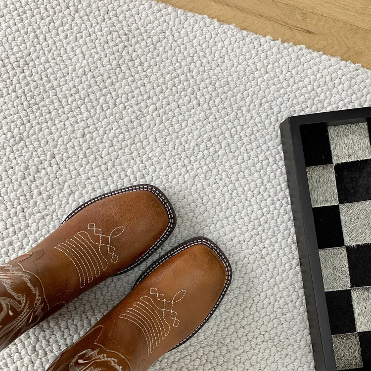 Xinzirain Custom Private Label Female Cowboy Boots Brown Calfskin Leather Women Genuine Leather Western Boot For Ladies