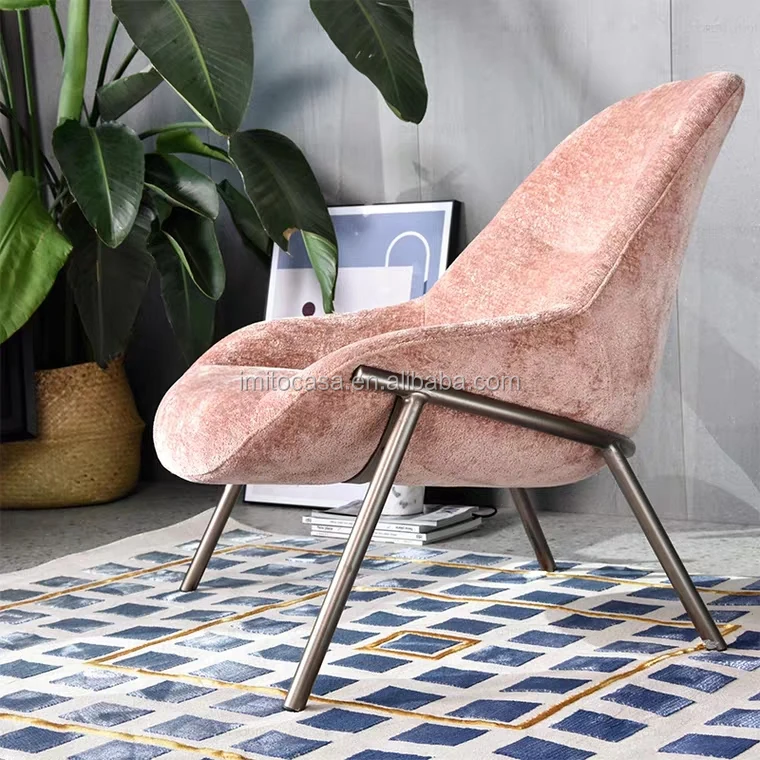 
Italy New Design Living Room Pink Velvet Lounge Chair Lovely Home Fabric Recliner Chair Modern Quality Accent Chair 