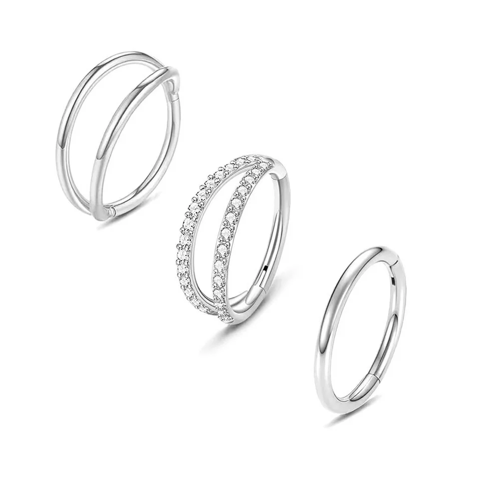 Piercing Jewelry Surgical Stainless Steel Titanium Nose Septum Hoop Rings Captive Beaded Double Sided