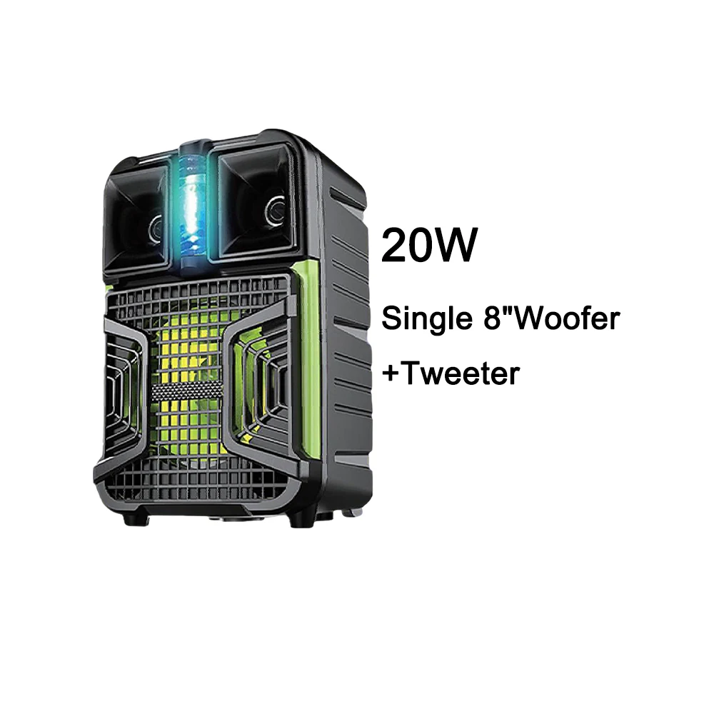 8 Inch Karaoke Circle Amplified Speaker Wireless Woofer Speaker Mic Remote Control Color Led Outdoor Tws Party Trolley Speaker