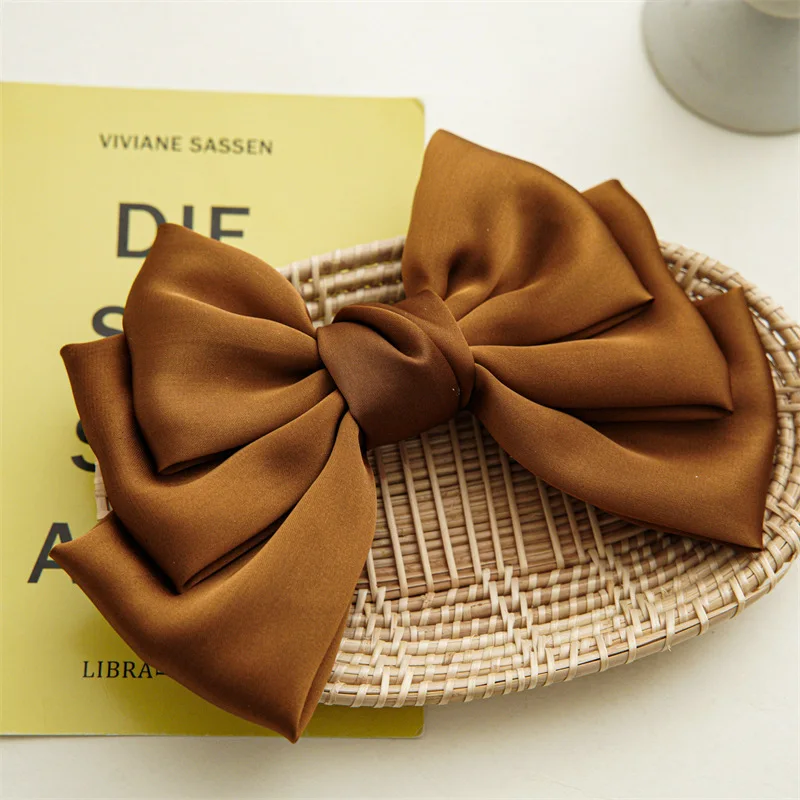 Wholesale Hair Bow Fashion Women Hair Accessories Silk Satin Fabric Big Bow Hairgrip Ribbon Butterfly Spring Hair Clips