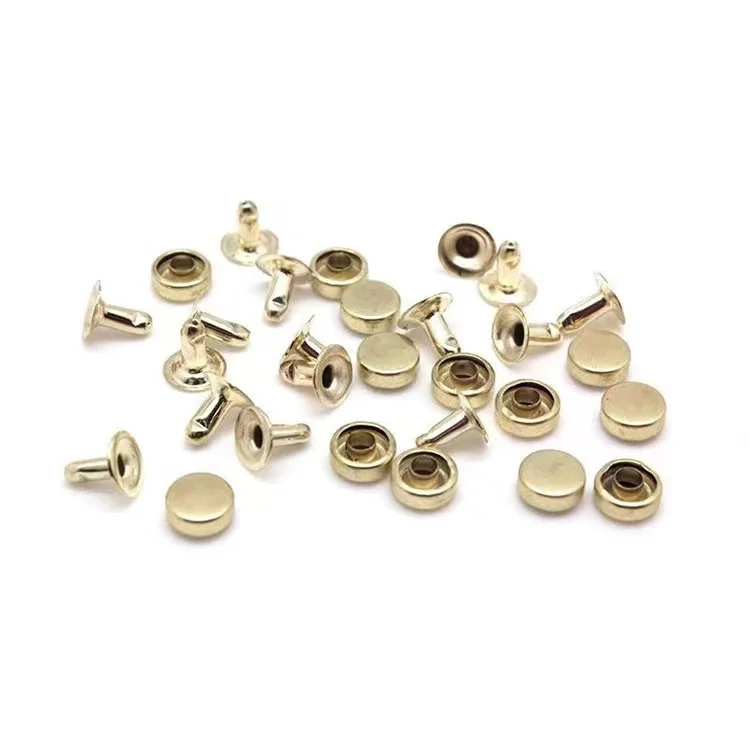 bag accessories flat head double layer metal rivet copper brass metal rivet For Handbag belt bag