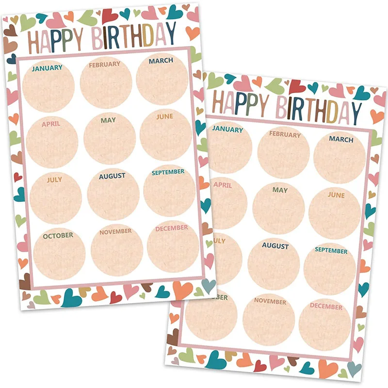 Birthday Bulletin Board Decorations Birthday Calendar Posters Boho Happy Birthday Chart Poster for Classroom