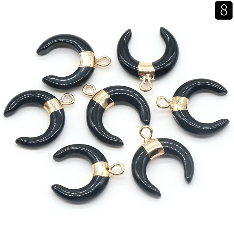 Trend Wholesale Sliver Moon Natural Stone Crystal Agate Crescent Pendant for Necklace Jewelry Making