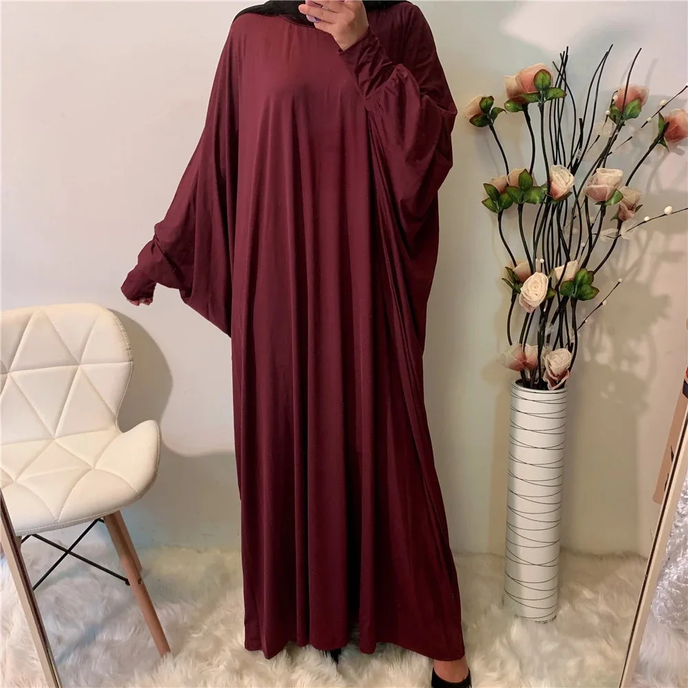 Hot Sale Muslim Women solid color muslim pray dress abaya butterfly style kaftan for sale