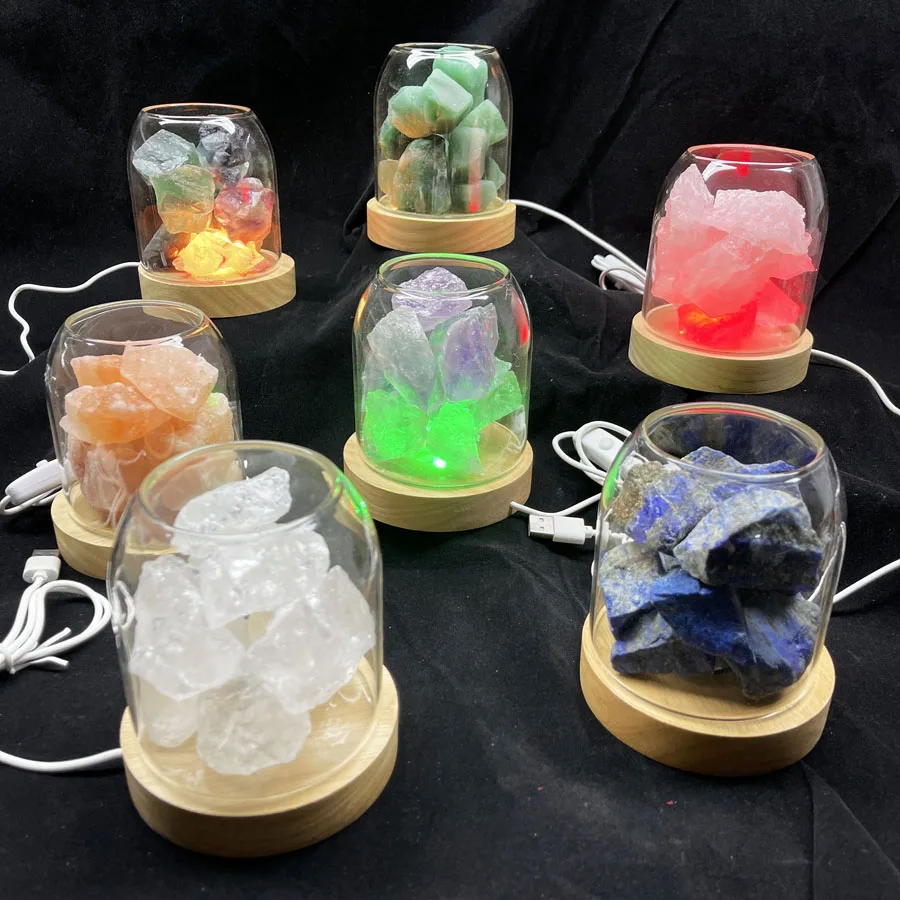 Wholesale Home Decorative Fragrance Mixed Quartz Crystal Healing Stones Essential Oil Aroma Diffuser Night Lamp
