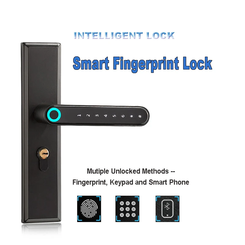 Smart Door Lock With Fingerprint and Keypad and  WIFI App Access Bored Tubular or Mortise For Home Office lock