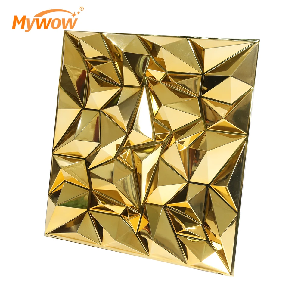 Guangzhou Newest Design PVC Boards Waterproof Electroplating Gold PVC 3D Wall Panel